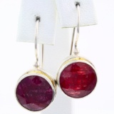 Pair of estate sterling silver natural ruby earrings