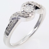 Estate sterling silver diamond ring