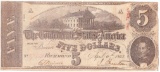 1863 Confederate States of America $5 banknote