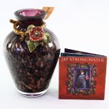 Like-new-in-the-box Jay Strongwater decorated glass vase