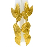 Pair of estate Givenchy gold-plated dangle leaf earrings