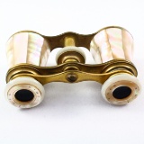 Pair of Iris gold-plated & mother-of-pearl opera glasses