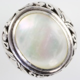 Estate sterling silver mother-of-pearl ring