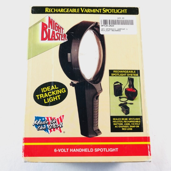 New-in-the-box Night Blaster rechargeable Varmint spotlight with black finish