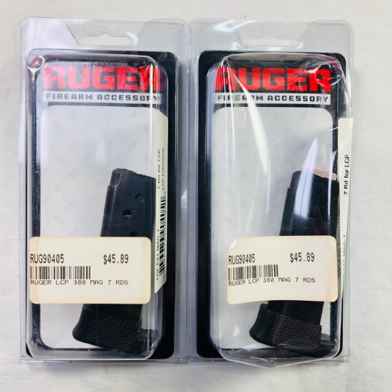 Lot of 2 new Ruger LCP .380 ACP 7-round capacity magazines