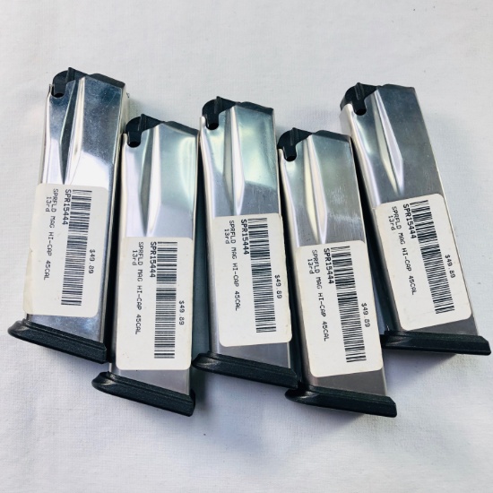 Lot of 5 new Springfield Hi-Cap .45 ACP 13-round capacity magazines