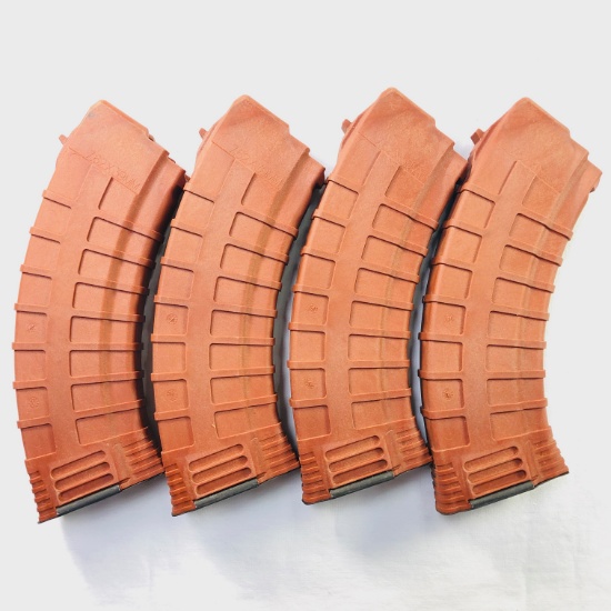 Lot of 4 new Tapco AK47 7.62x39mm 30-round capacity red magazines