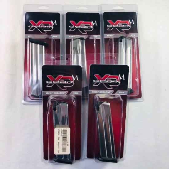 Lot of 5 new Springfield XD(M) 9mm 19-round capacity magazines