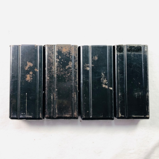 Lot of 4 used unmarked M1 Carbine .30 Cal 15-round capacity magazines