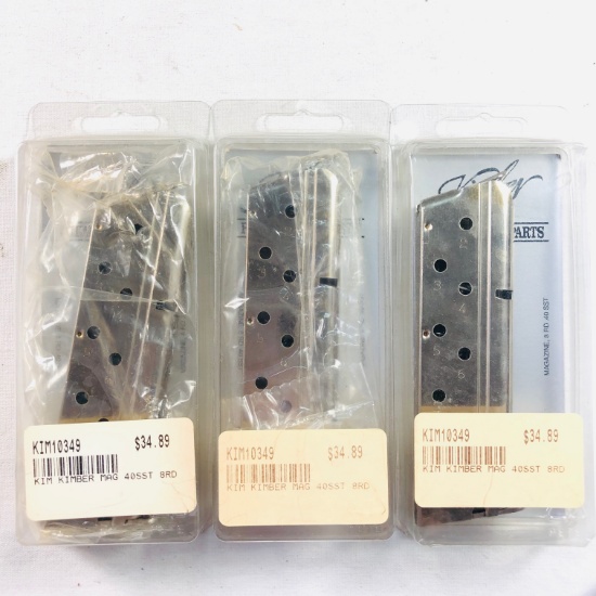 Lot of 3 new Kimber 1911 Government, Commander .40 S&W 8-round capacity magazines