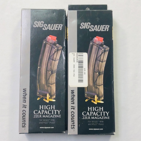 Lot of 2 new Sig Sauer SIG522/P522 .22 LR 25-round capacity magazines