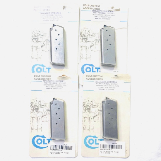 Lot of 4 new Colt Pocket Nine CP9000 9mm 6-round capacity magazines