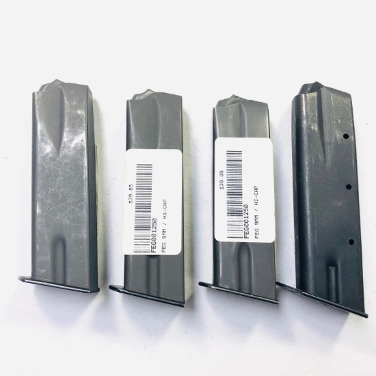 Lot of 4 new FEG Hi-Cap 9mm Unmarked-round capacity magazines