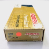 Lot of 20 rounds of new-in-the-box Federal Premium Safari .338 Win Mag cal 210 gr rifle ammo