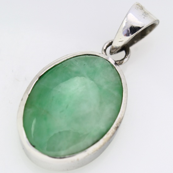 Vintage palladium jade pendant necklace
