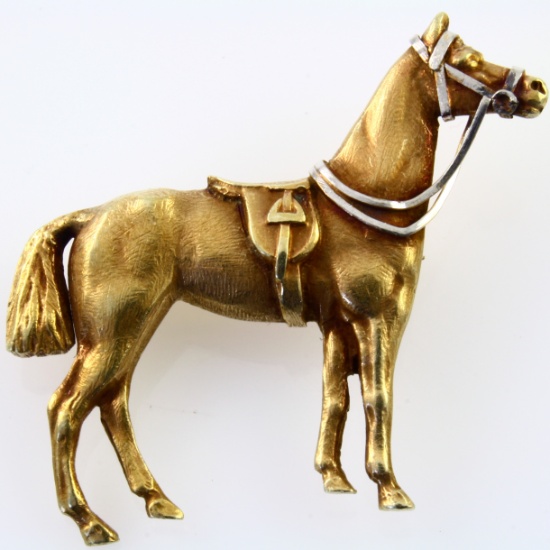 Vintage 14K yellow gold horse pin