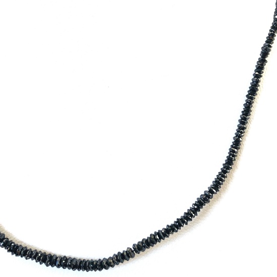 Estate black diamond bead necklace with 18K white gold findings