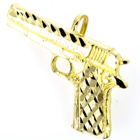 Estate 14K yellow gold pistol pendant