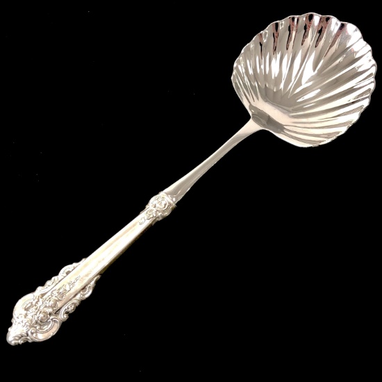 Estate Wallace Grande Baroque sterling silver large scalloped serving spoon
