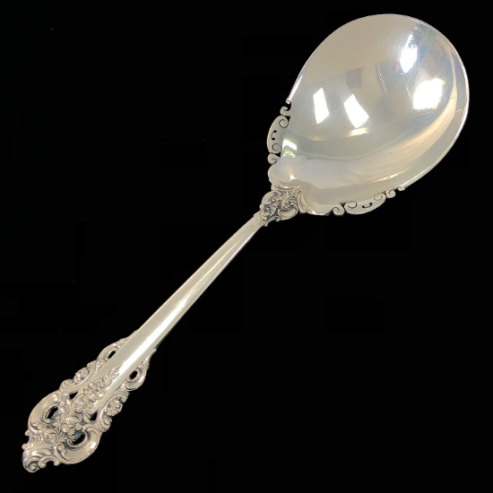 Estate Wallace Grande Baroque sterling silver large scrollworked serving spoon