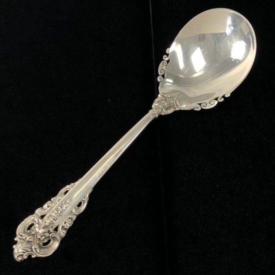 Estate Wallace Grande Baroque sterling silver scrollworked serving spoon