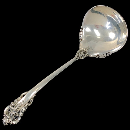 Estate Wallace Grande Baroque sterling silver scrollworked ladle