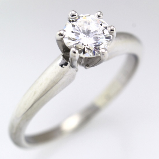 Estate 14K white gold diamond solitaire ring