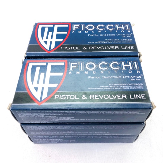 Lot of 300 rounds of boxed Fiocchi .380 ACP 95 grain FMJ ammo