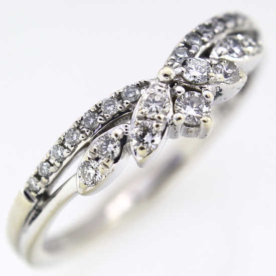 Estate 14K white gold diamond tiara band ring
