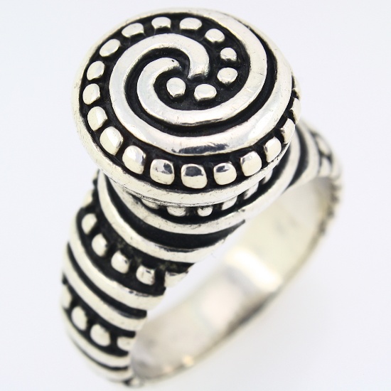Estate James Avery sterling silver retired African bead ring