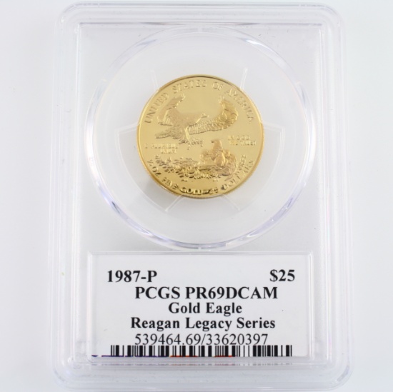 Certified 1987-P U.S. autographed proof 1/2oz $25 American Eagle gold coin