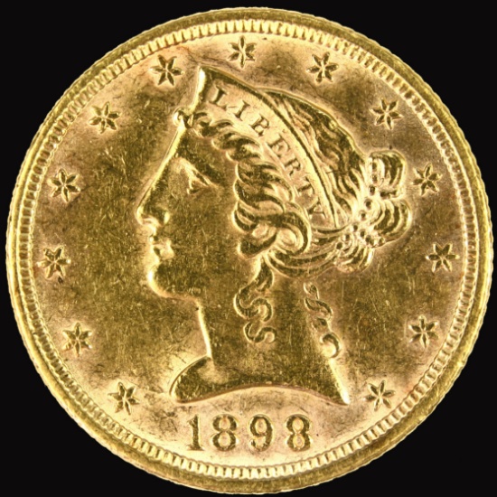 1898 U.S. $5 Liberty head gold coin
