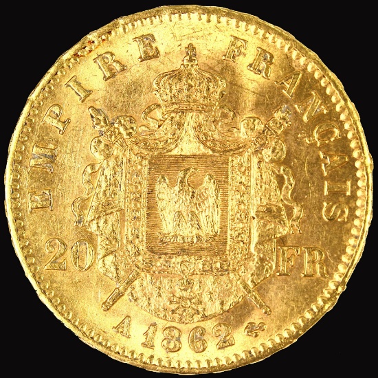 1862-A France 20 franc gold coin