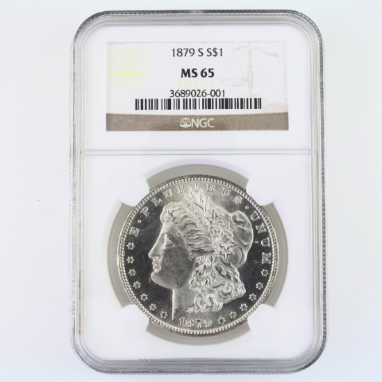 Certified 1879-S U.S. Morgan silver dollar