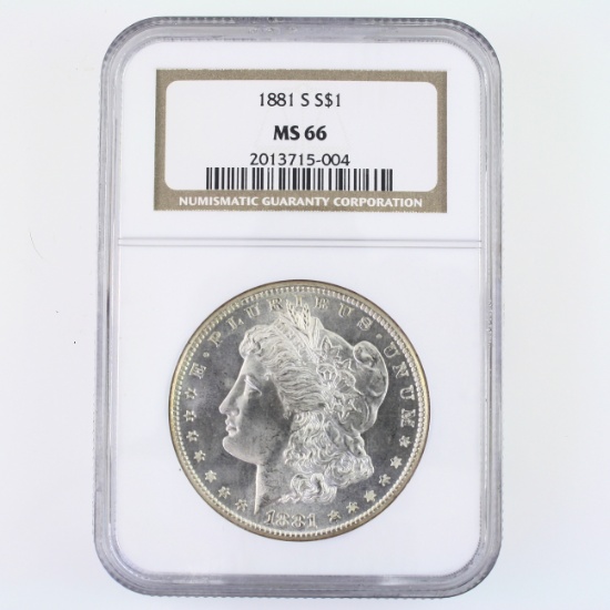 Certified 1881-S U.S. Morgan silver dollar