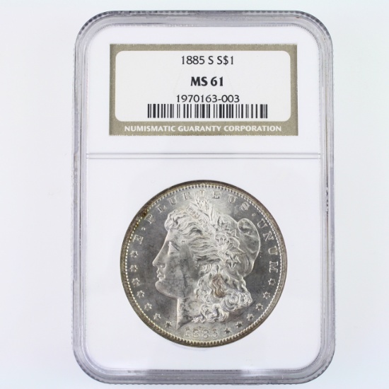 Certified 1885-S U.S. Morgan silver dollar