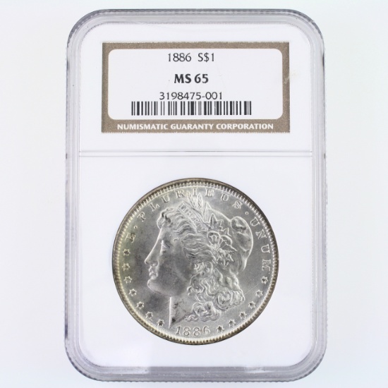Certified 1886 U.S. Morgan silver dollar