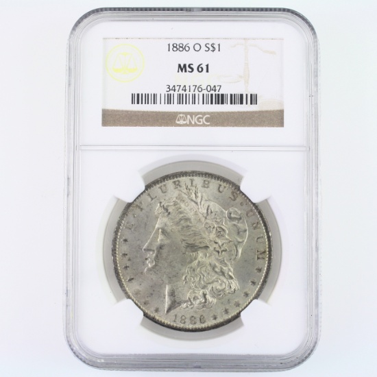 Certified 1886-O U.S. Morgan silver dollar