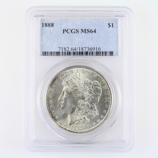 Certified 1888 U.S. Morgan silver dollar