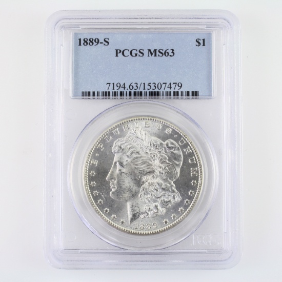 Certified 1889-S U.S. Morgan silver dollar