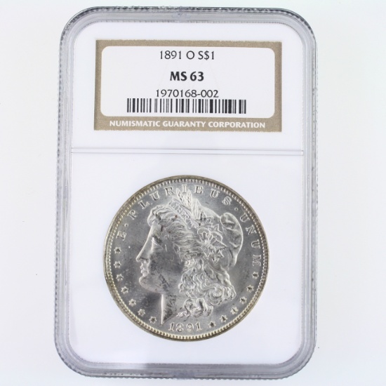 Certified 1891-O U.S. Morgan silver dollar