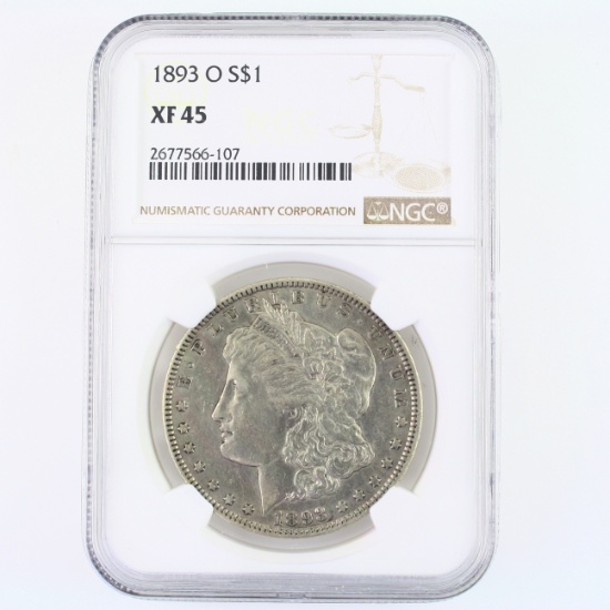 Certified 1893-O U.S. Morgan silver dollar