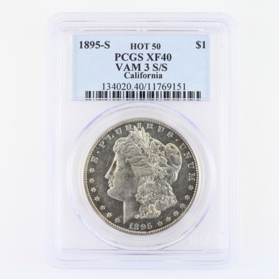 Certified 1895-S Hot 50 VAM 3 S/S California U.S. Morgan silver dollar