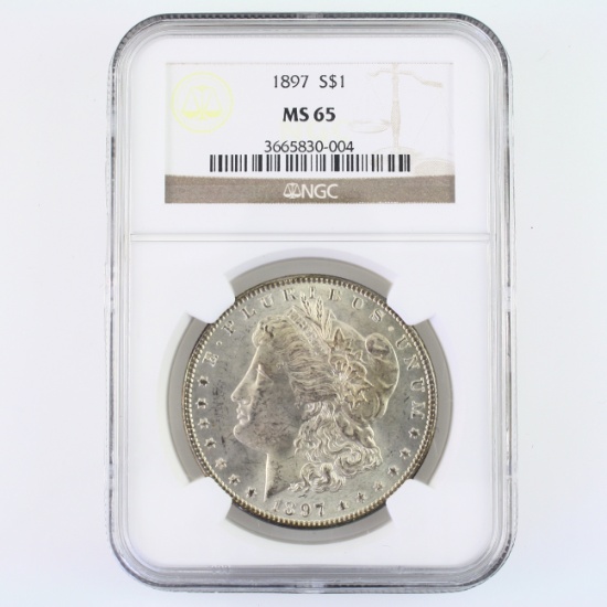 Certified 1897 U.S. Morgan silver dollar