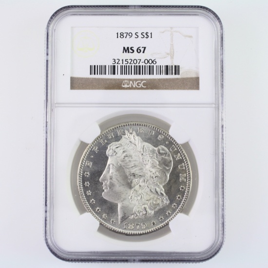 Certified 1879-S U.S. Morgan silver dollar