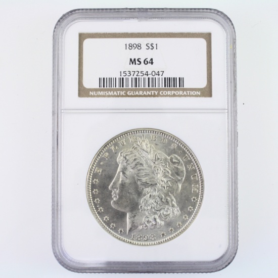 Certified 1898 U.S. Morgan silver dollar