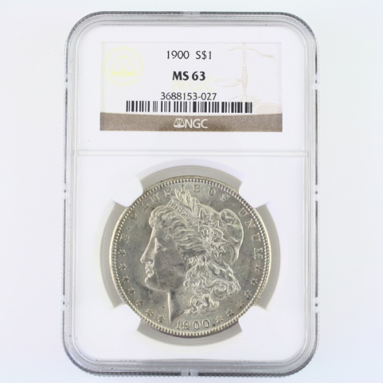 Certified 1900 U.S. Morgan silver dollar