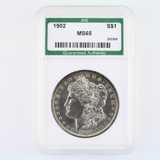 Certified 1902 U.S. Morgan silver dollar