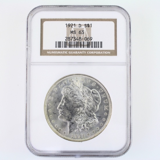 Certified 1921-D U.S. Morgan silver dollar