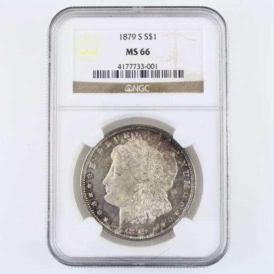 Certified 1879-S U.S. Morgan silver dollar